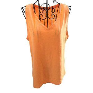 CHICO'S V-Neck Stretch Cotton Blend Slub Tank Top in Paradise Lily SZ MED (8/10)